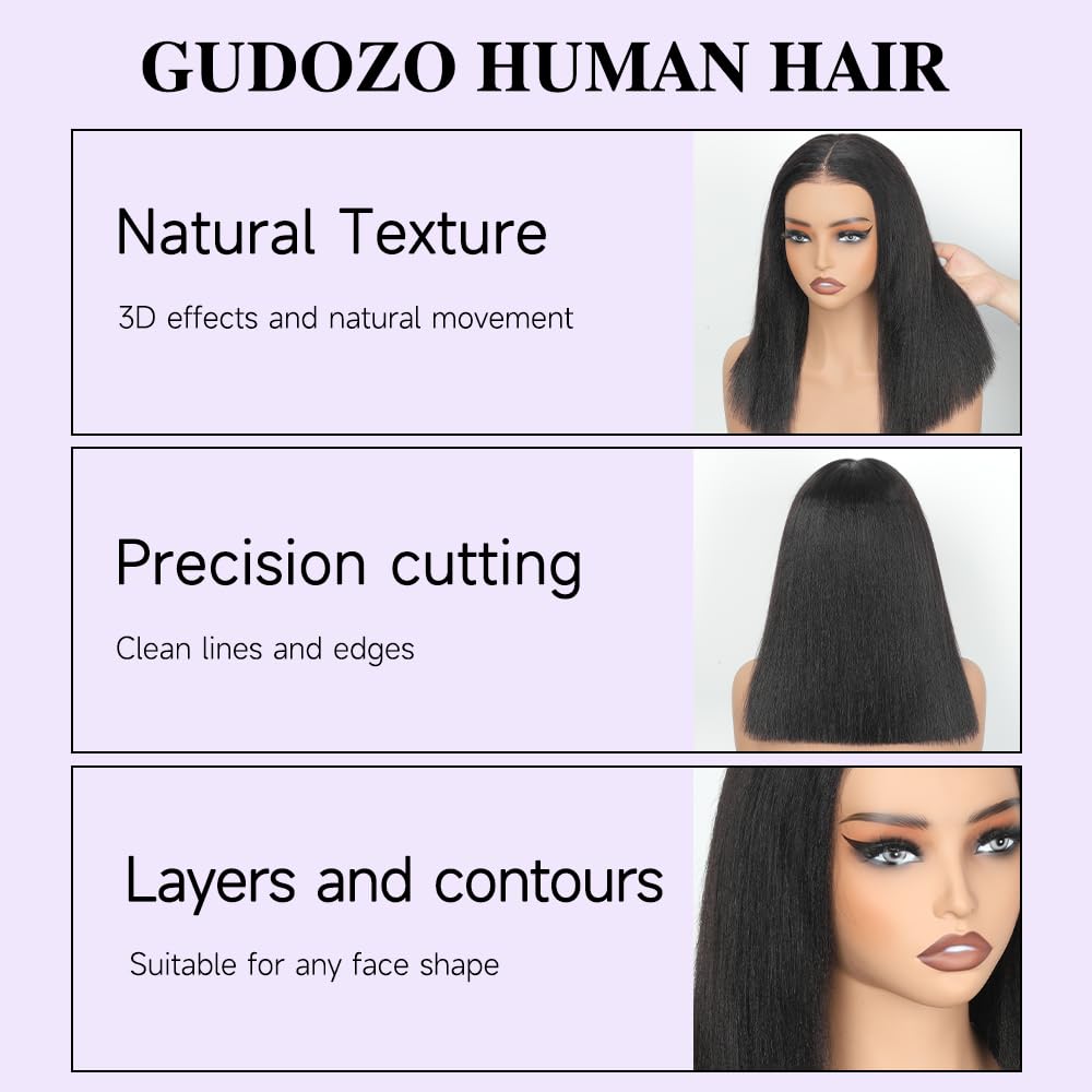 GUDOZO wig close up of pre cut 9x6 HD lace detail blending with skin.