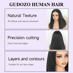 GUDOZO wig close up of pre cut 9x6 HD lace detail blending with skin.