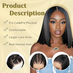 GUDOZO short straight bob wig with 200% density for natural fullness.