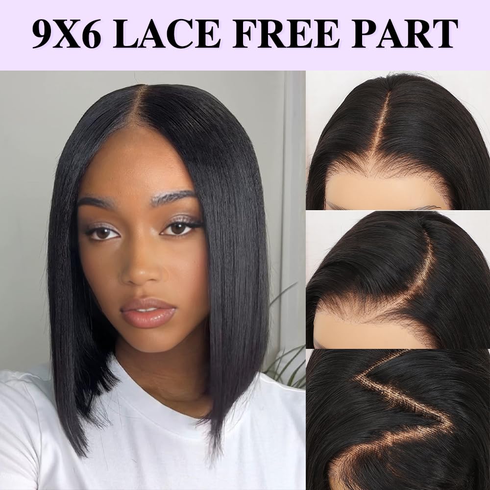 GUDOZO 14 inch yaki straight bob wig for everyday styling.