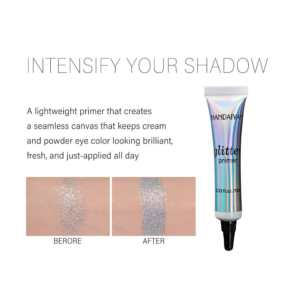 Lip priming with glitter glue for secure sparkle on lips.