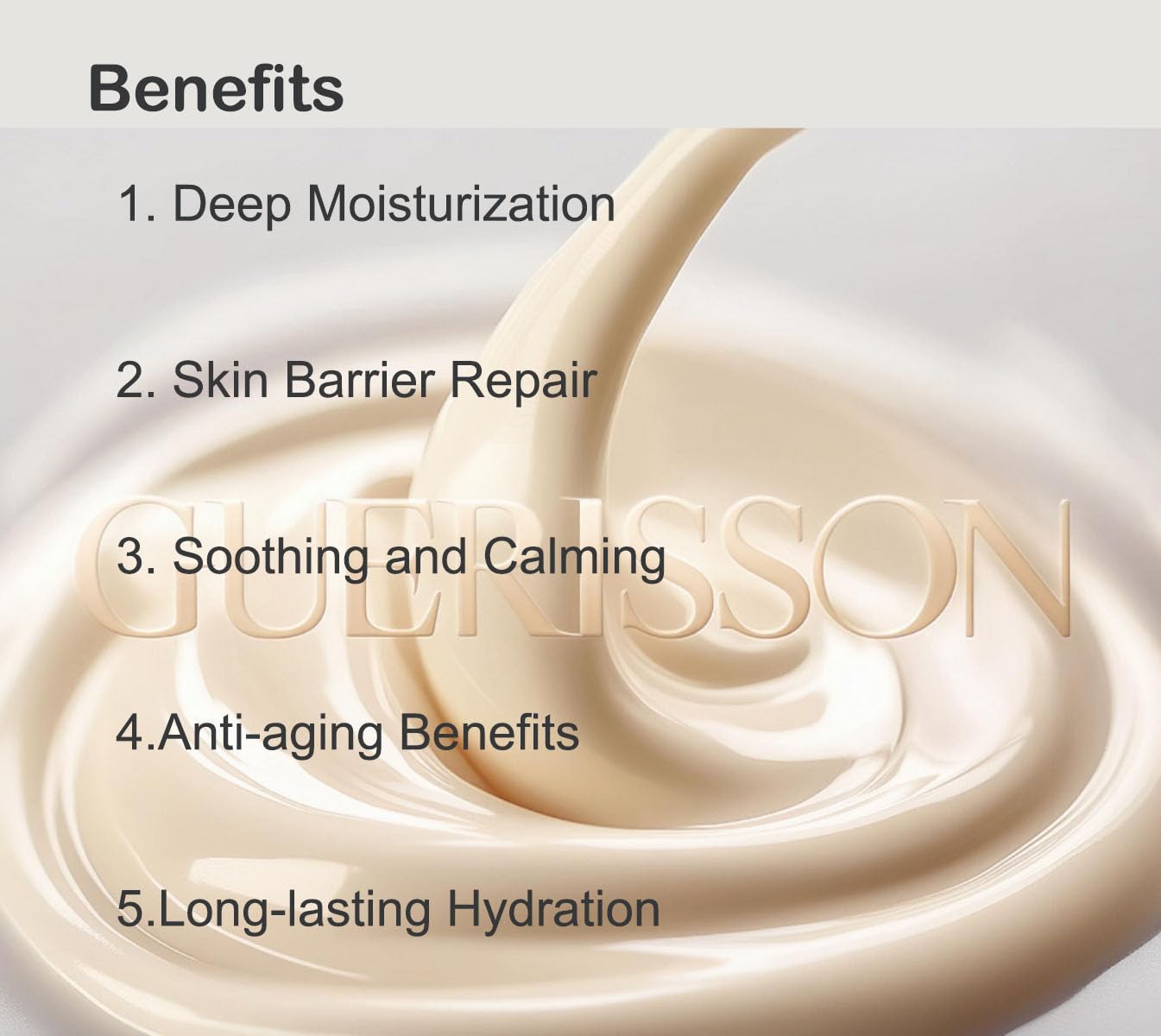 Vitamin E-rich GUERISSON 9 Complex Cream nourishes facial skin daily.