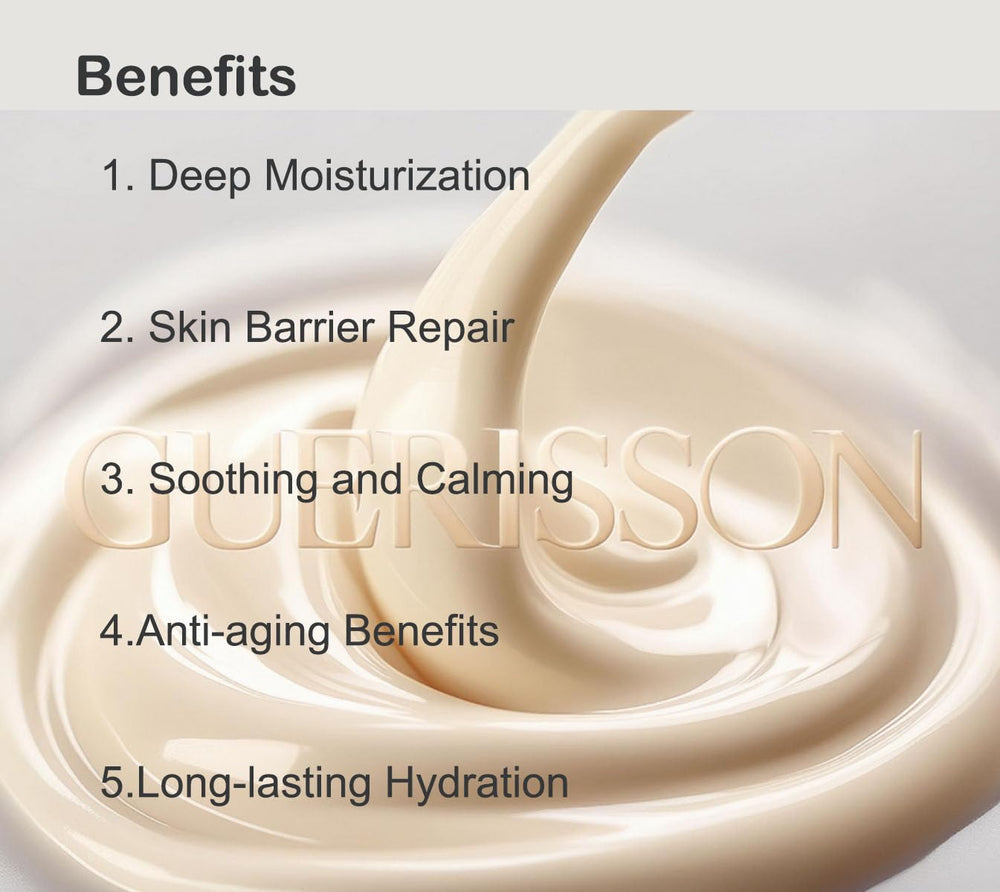 Vitamin E-rich GUERISSON 9 Complex Cream nourishes facial skin daily.