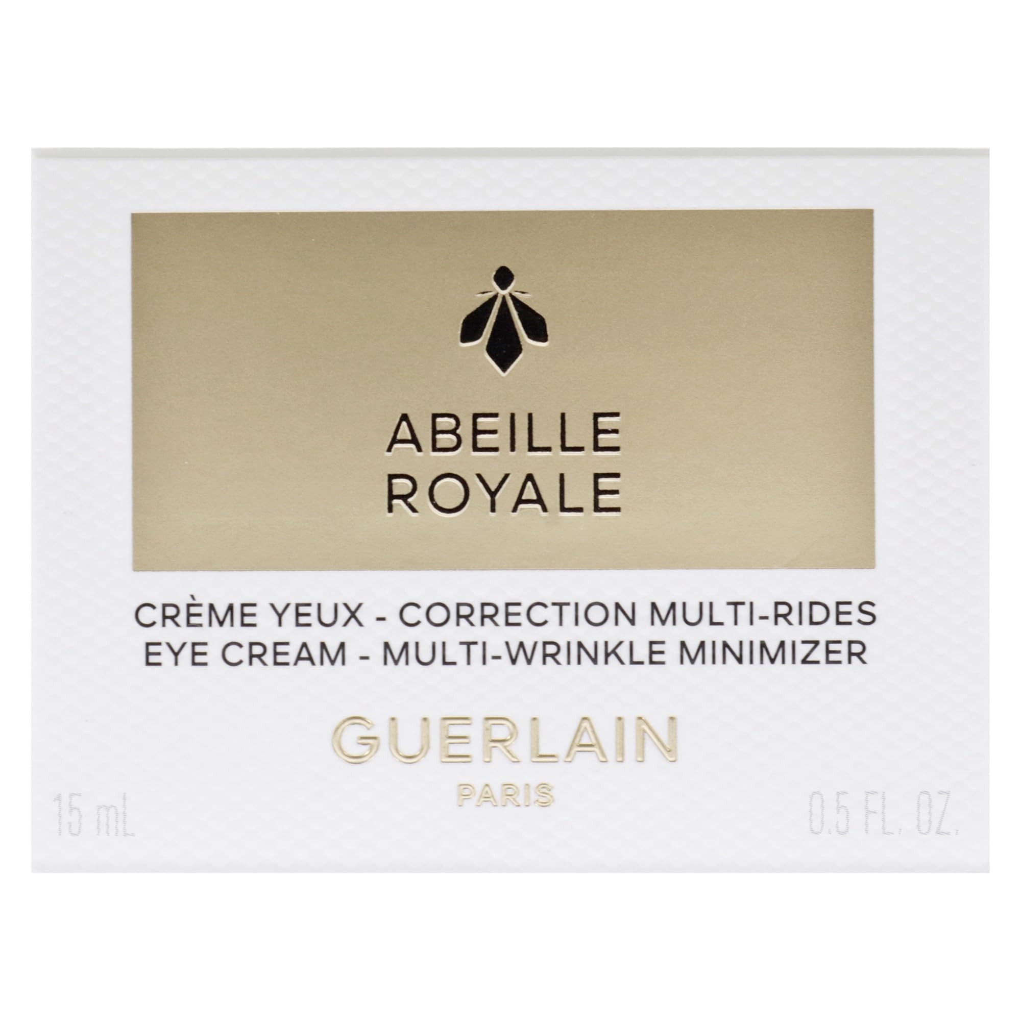Guerlain Multi-Wrinkle Minimizer Eye Cream packaging back reveals item authenticity and brand details.