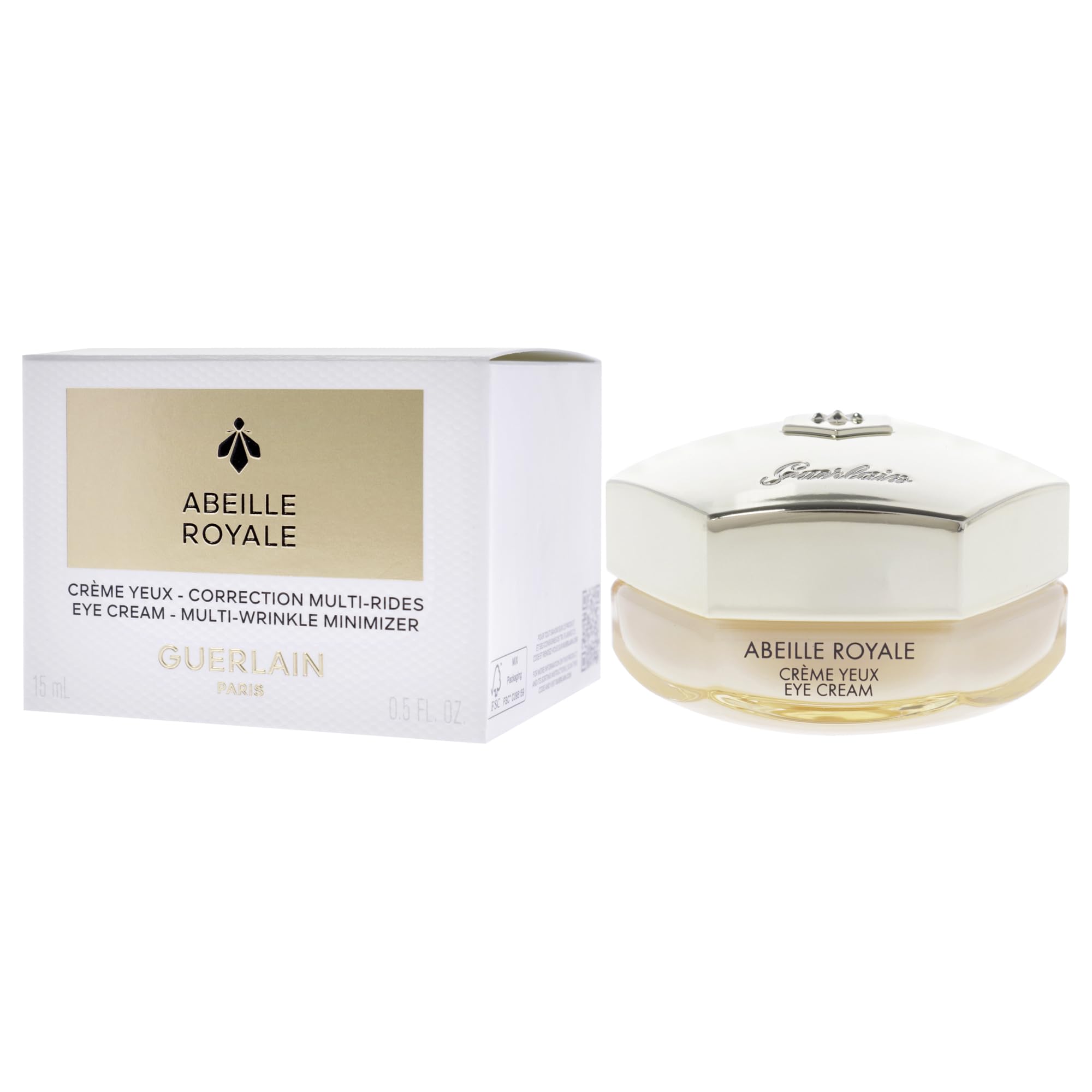 Guerlain Multi-Wrinkle Minimizer Eye Cream swirl closeup shows rich cream texture ideal for under-eye care.