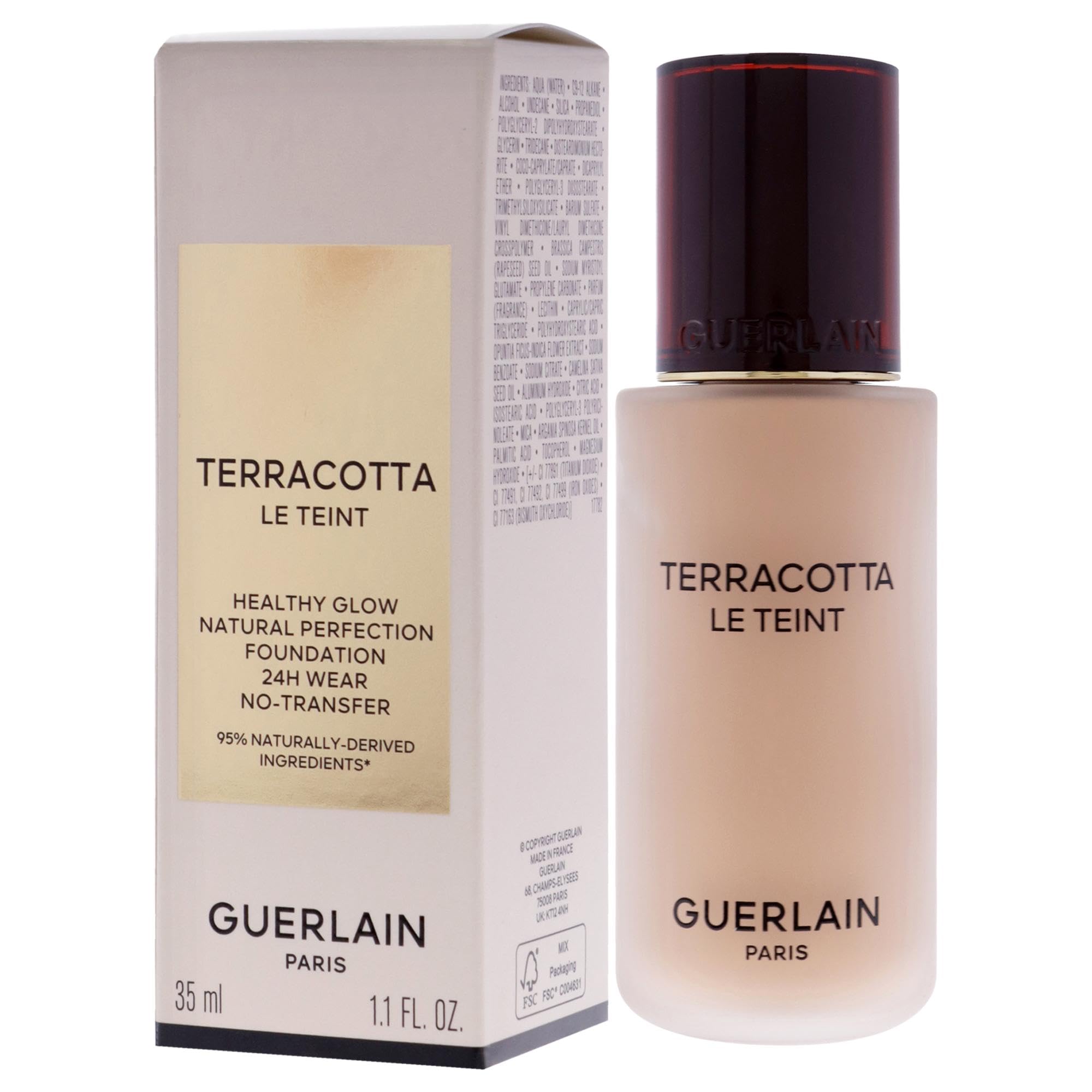 Guerlain Terracotta Le Teint Foundation 3N neutral application spread, demonstrating buildable coverage