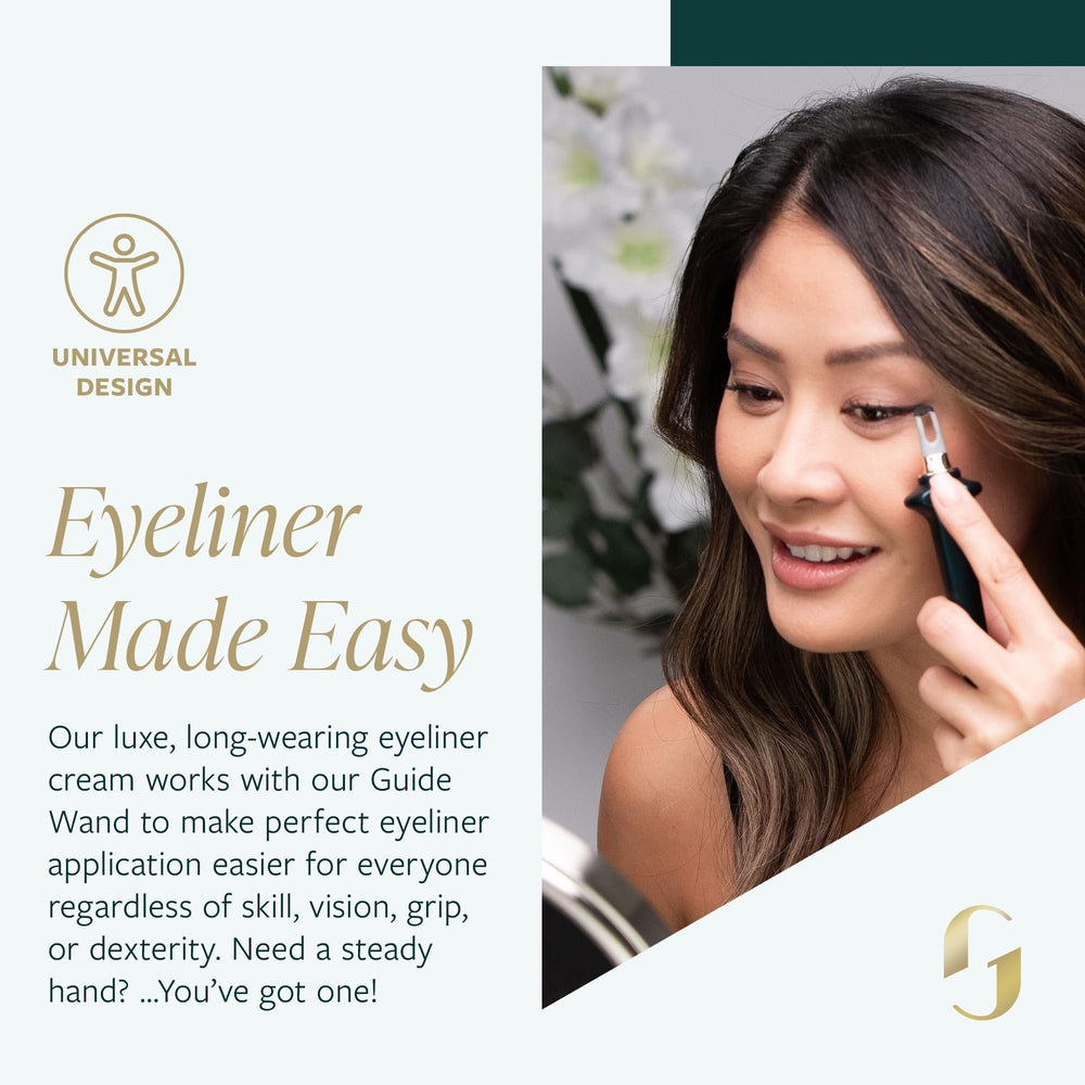 Open jar of GUIDE Line Luxe brown eyeliner for easy access