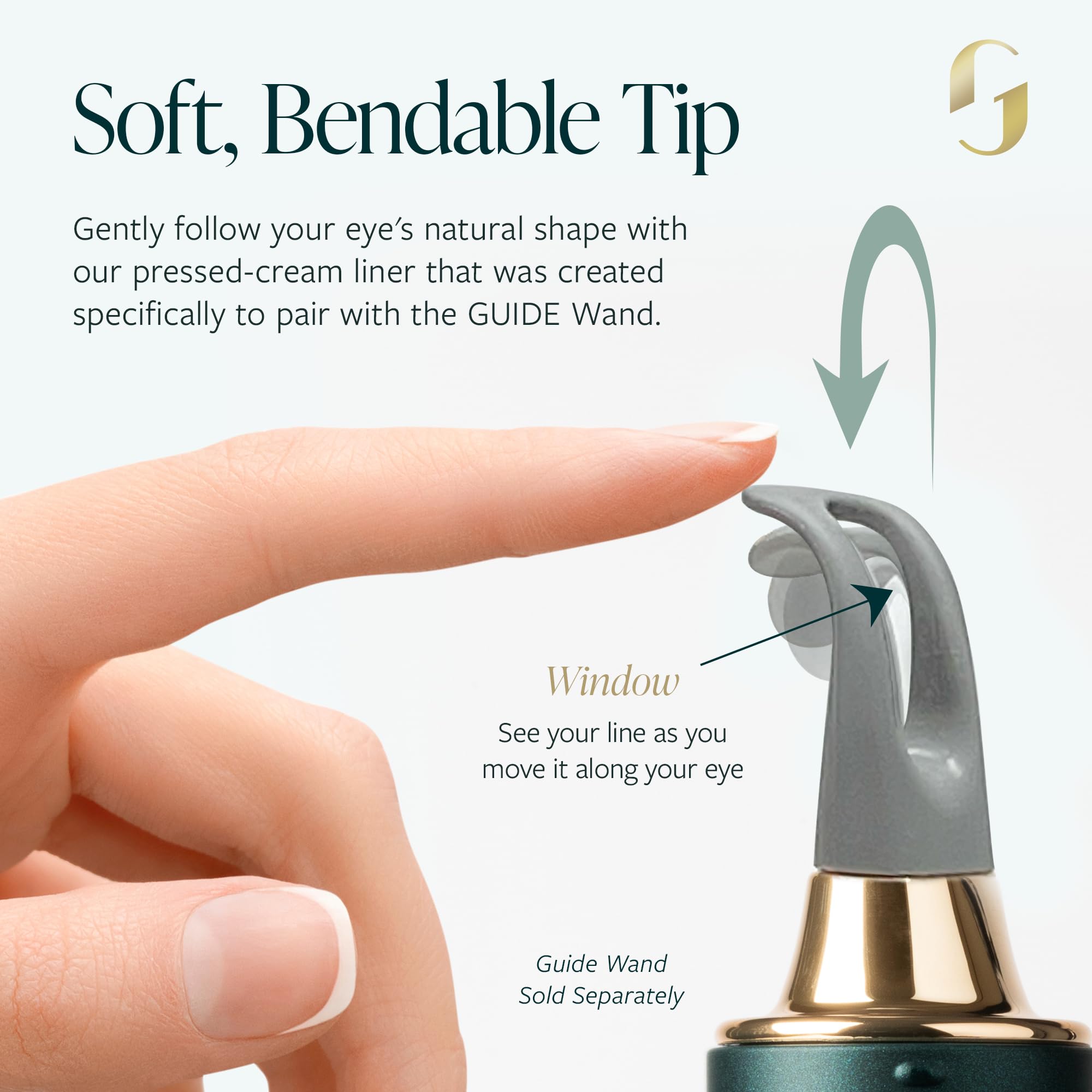 Waterproof and transfer-resistant GUIDE Line Luxe brown eyeliner in action
