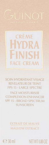 Guinot Hydra Finish SPF15 glow application showing radiant skin with natural finish.