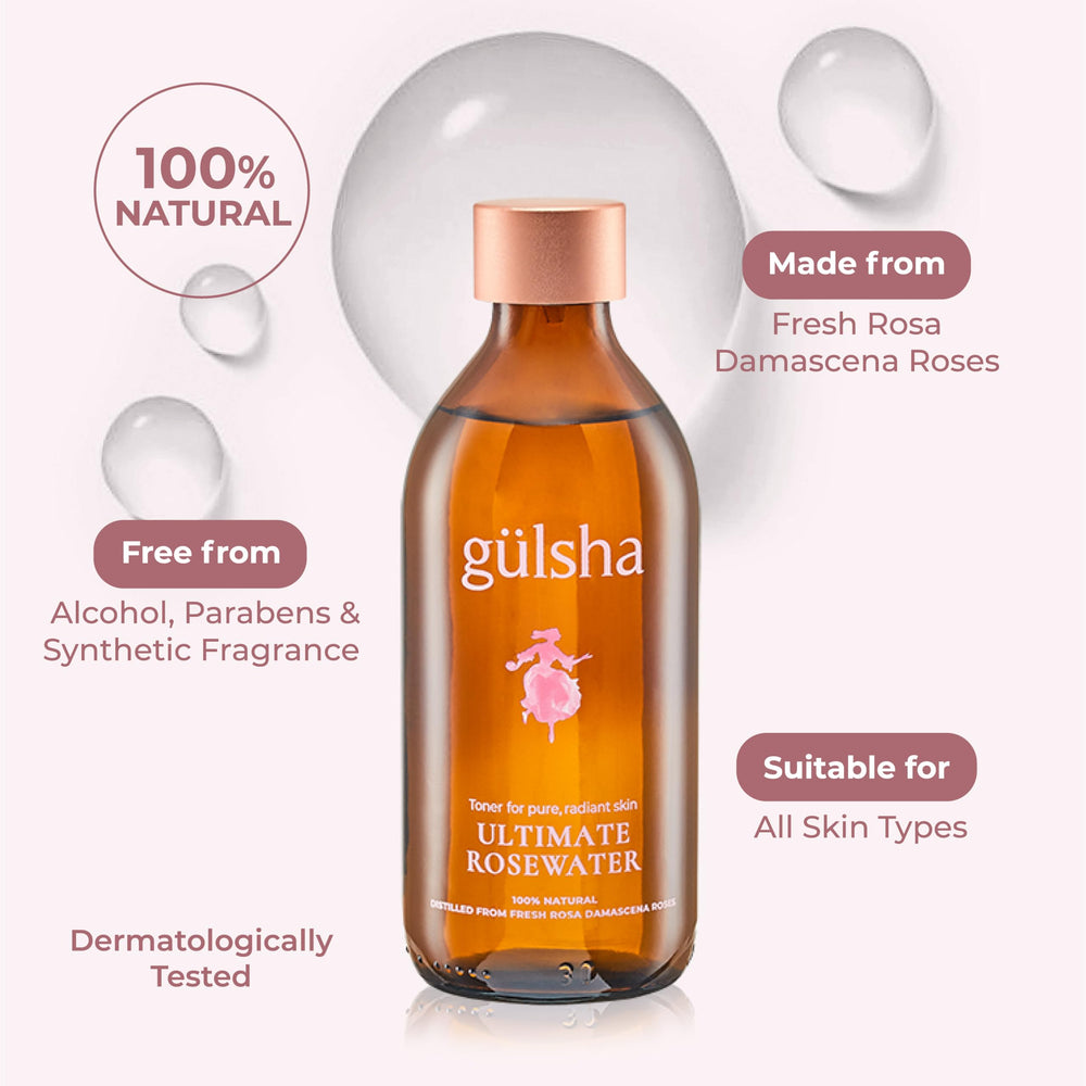 gülsha Ultimate Rosewater rose petals close-up showing natural ingredients