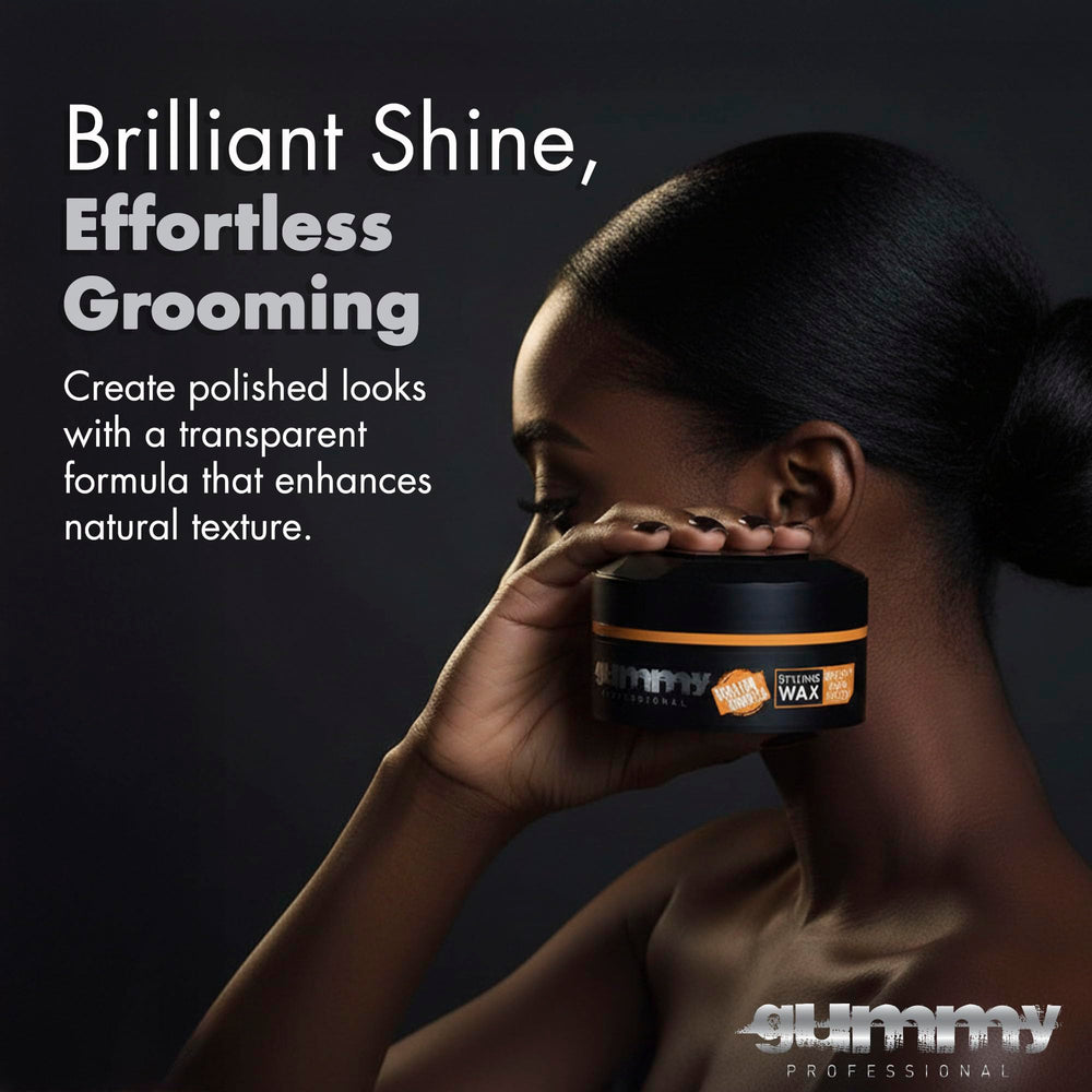 Gummy Bright Max Hold Wax suits all hair types for versatile styling.