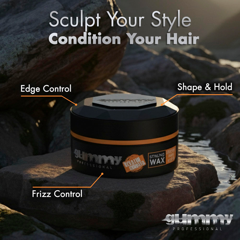 Gummy Bright Max Hold Wax offers flexible, reworkable control for on-the-go styling.
