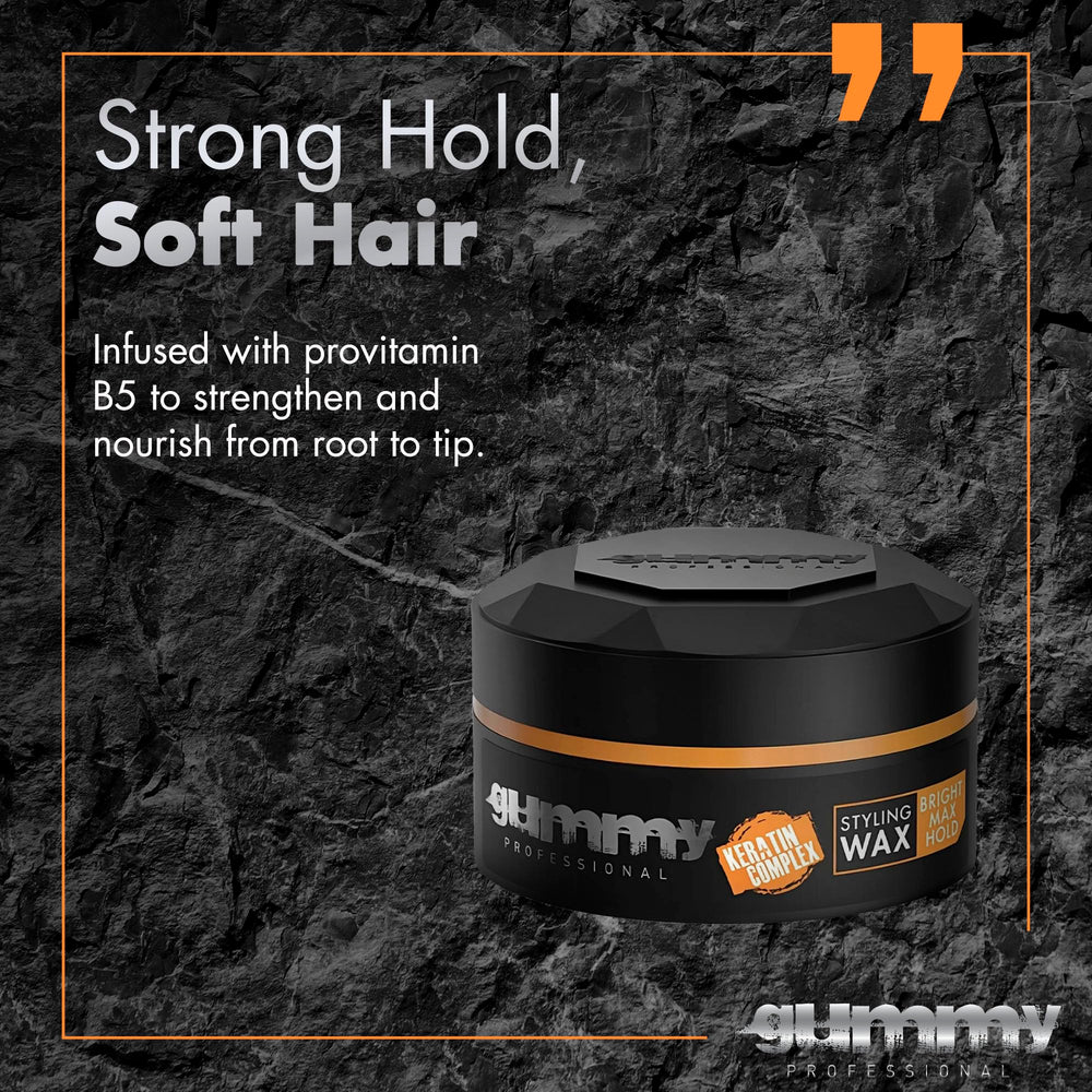 Gummy Bright Max Hold Wax features a non-sticky, residue-free wear.