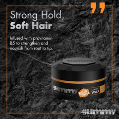 Gummy Bright Max Hold Wax features a non-sticky, residue-free wear.