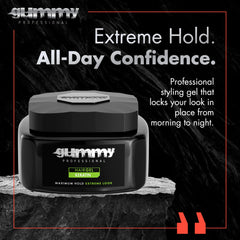 Gummy keratin-infused hair gel ingredients closeup highlights strength and smoothness.
