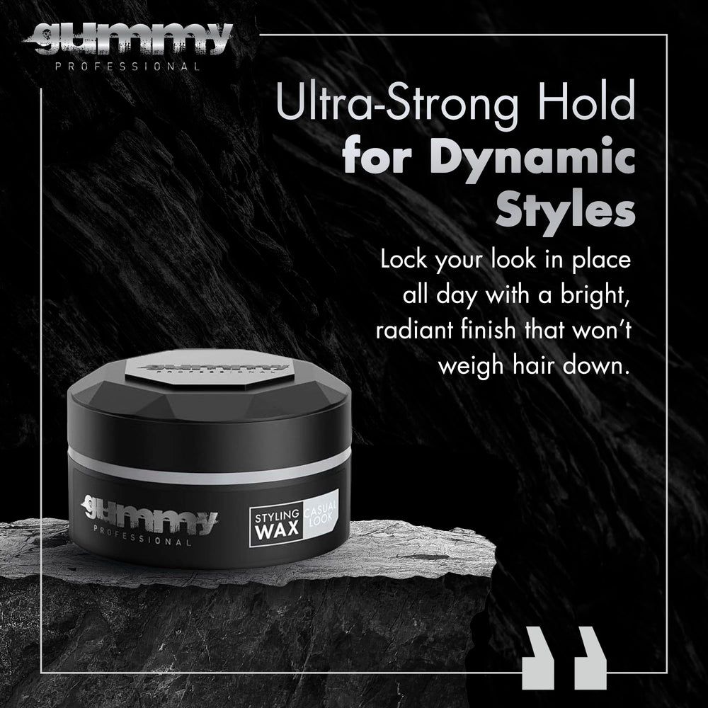 Gummy medium-hold wax close-up shows creamy texture for flexible styling.