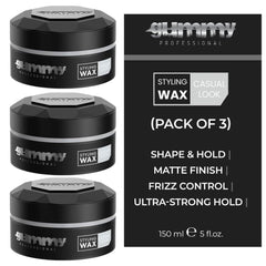 Gummy professional casual look wax pack of 3 tubes, subtle matte finish for natural texture.