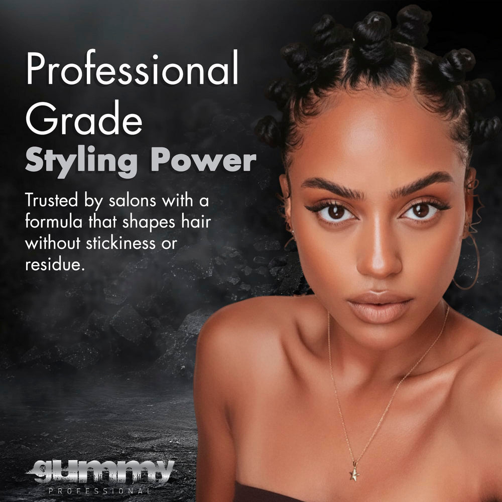 Gummy textured natural-look hair style with matte finish.