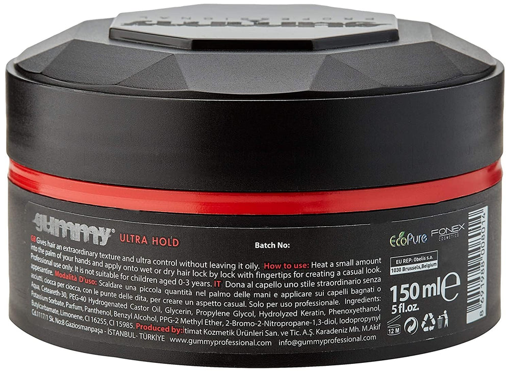 Gummy Ultra Hold Wax application-demo shows easy smoothing and precise styling on damp hair.