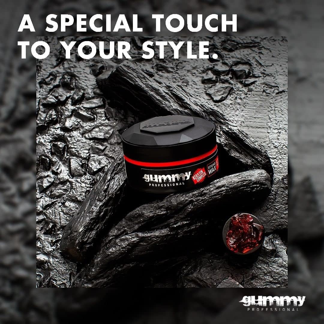 Gummy Ultra Hold Wax structured-styled-hair demonstrates long-lasting grip for spikes and sculpted shapes.