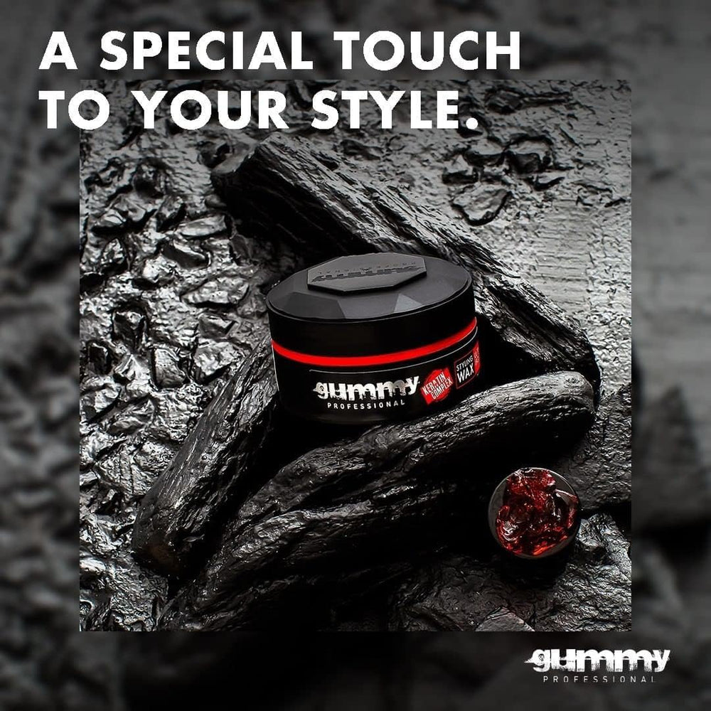 Gummy Ultra Hold Wax structured-styled-hair demonstrates long-lasting grip for spikes and sculpted shapes.