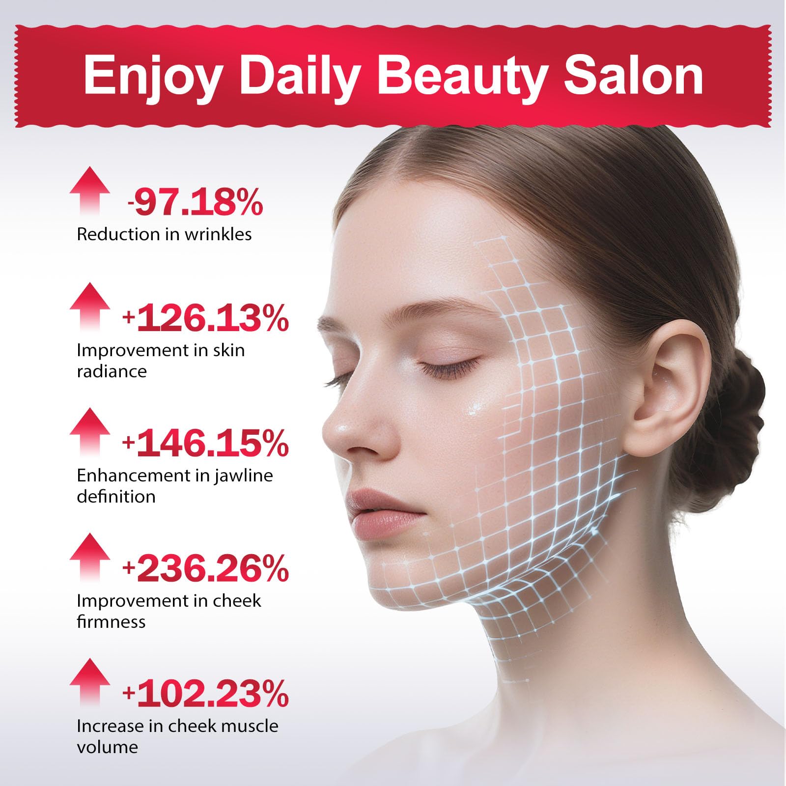 Gunfay EP-300 radiant-skin effect promotes a brighter-looking complexion.