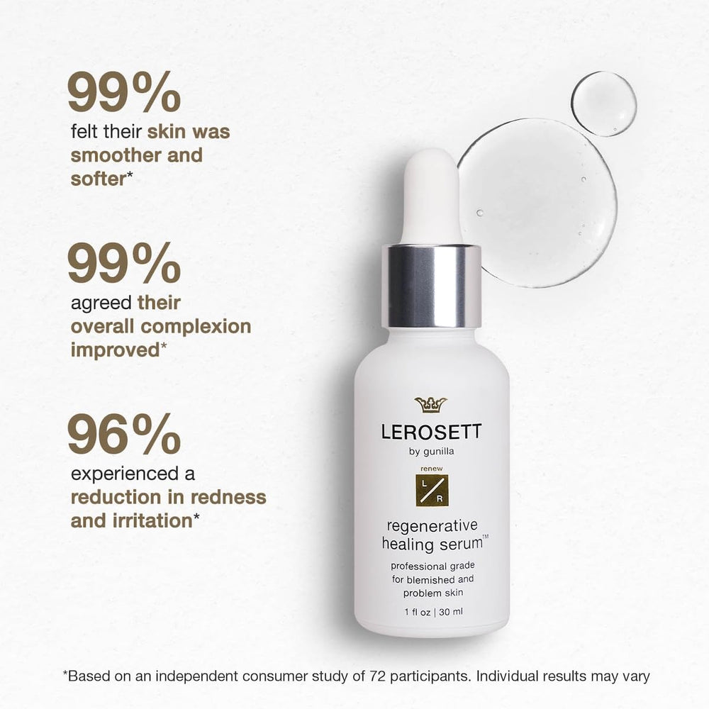 Applying LEROSSETT serum on skin to calm irritated areas.