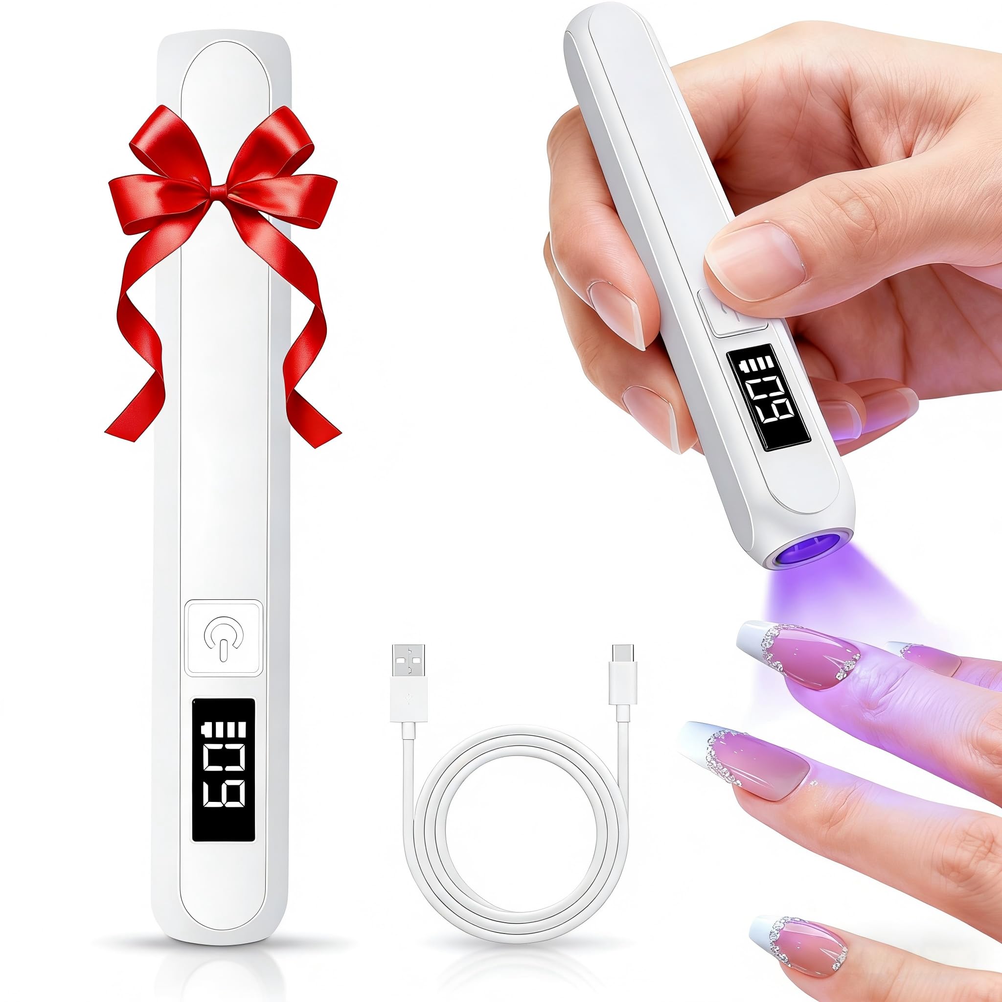 Guowo handheld UV nail lamp front view for fast, even curing