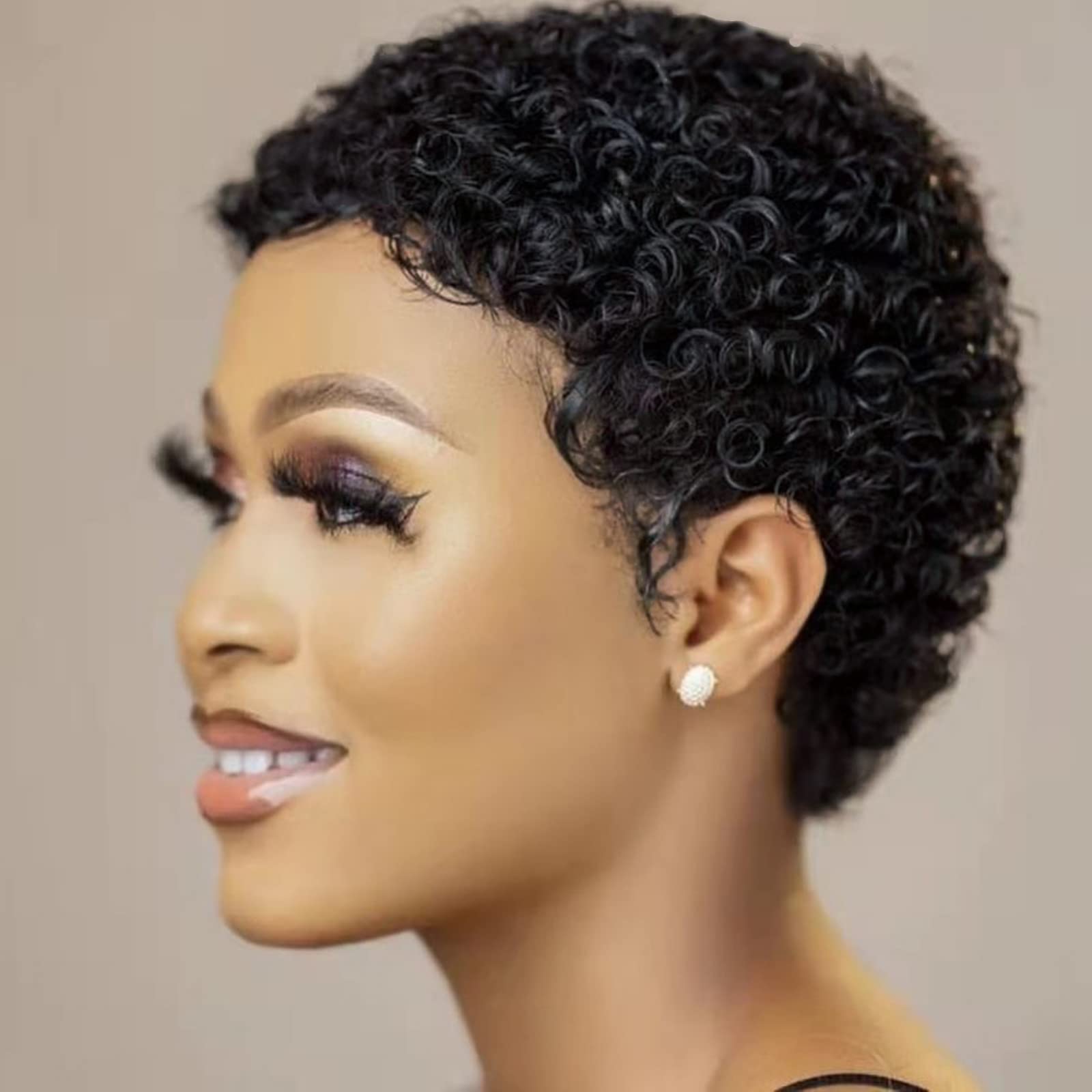 Guree Hair glueless wig front view with natural Brazilian kinky curls for daily wear.