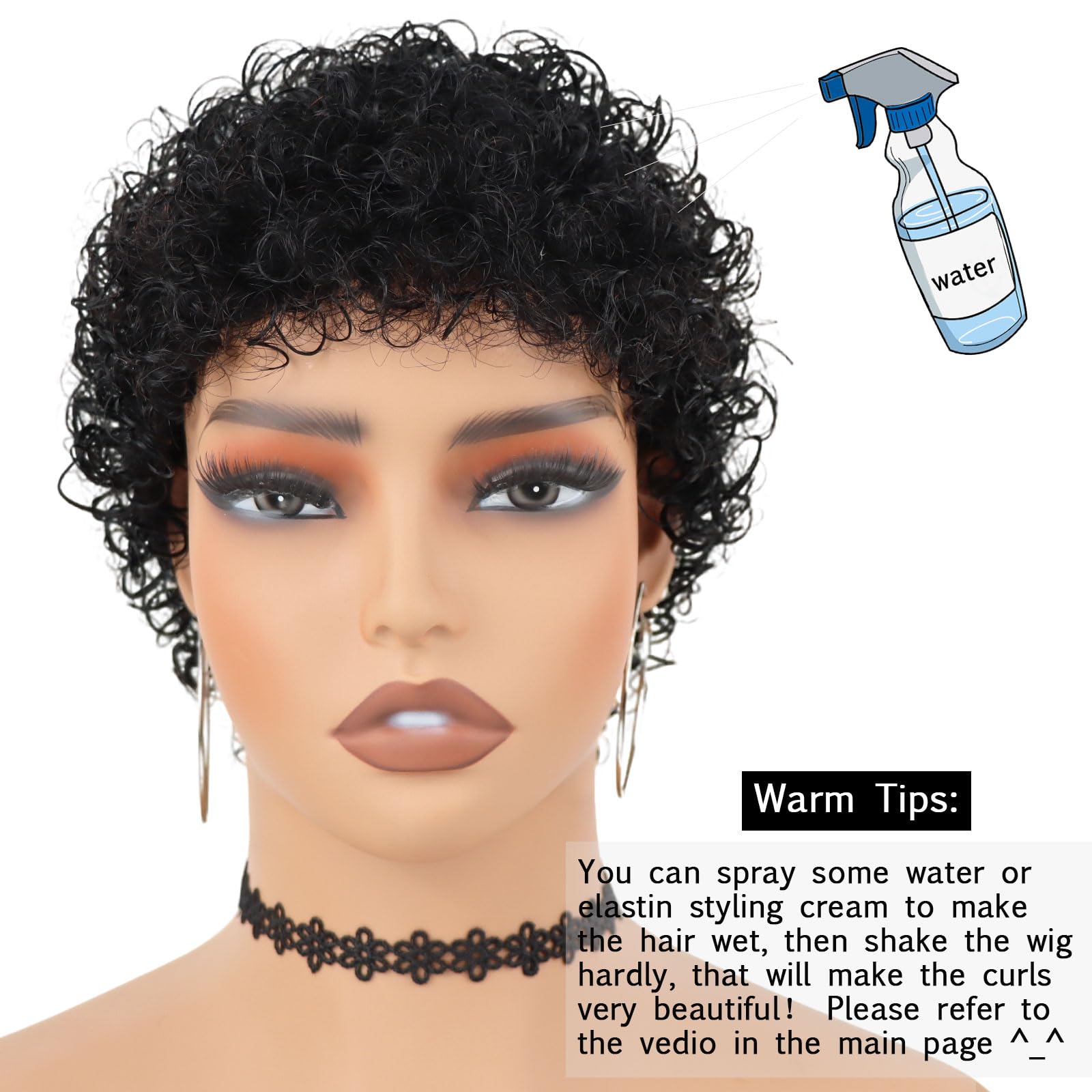 Guree Hair wig styling ideas with water spritz to revive curls.