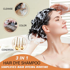 GURKOOYD 3-in-1 brown dye shampoo blends dye, shampoo, and conditioner.