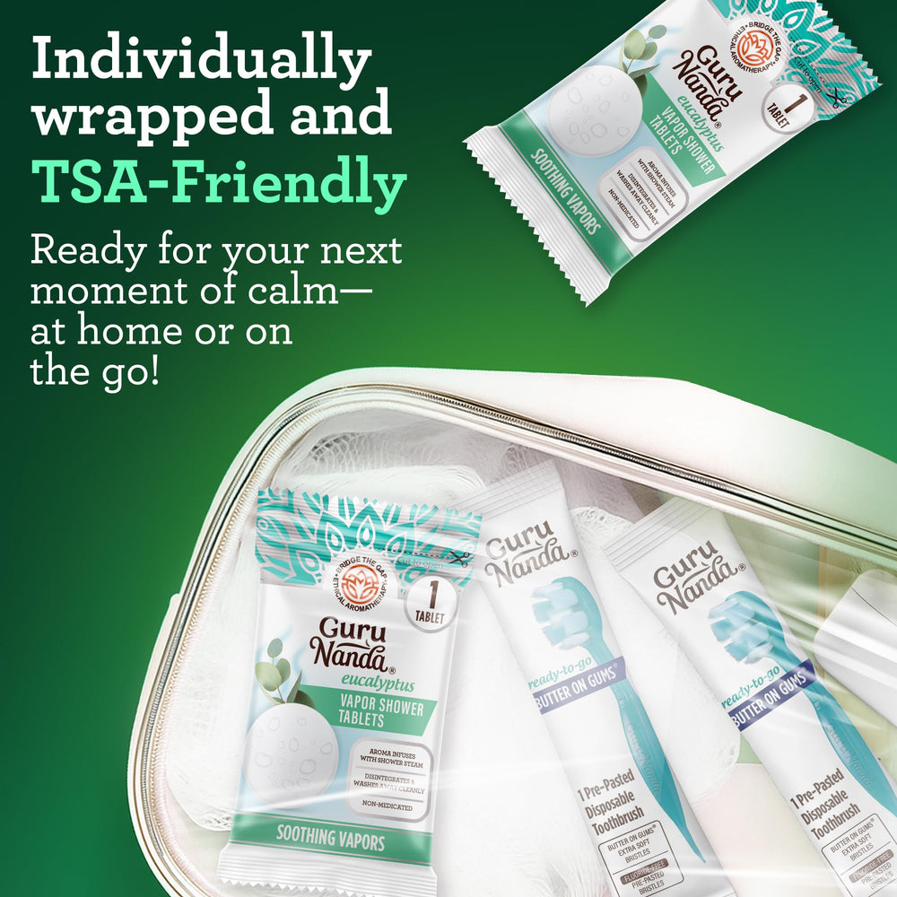 GuruNanda cruelty-free shower tablets crafted without artificial fragrances for mindful use.