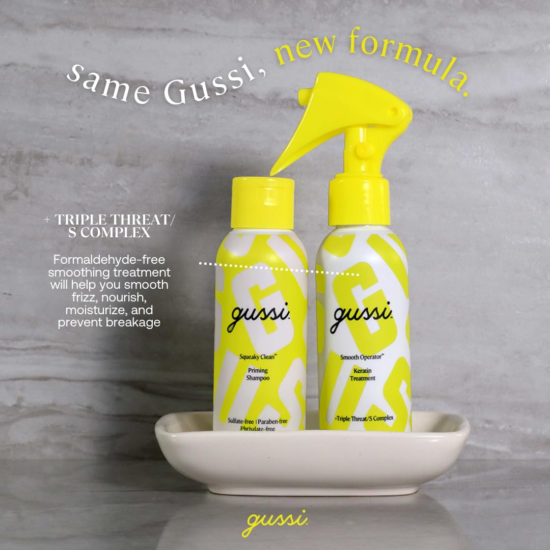 GUSSI HAIRCARE blow-dry step delivering a smooth finish.