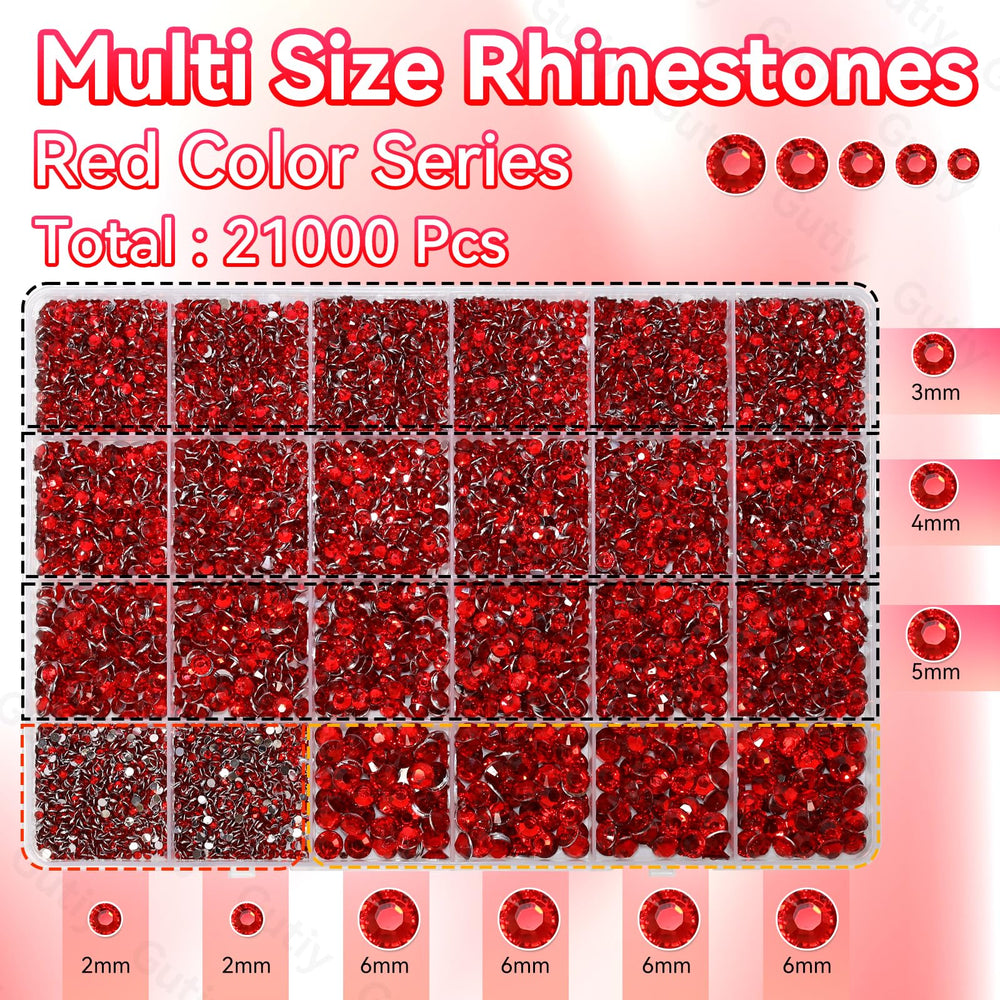 Gutiy 2mm red rhinestones for delicate nail art and detailing