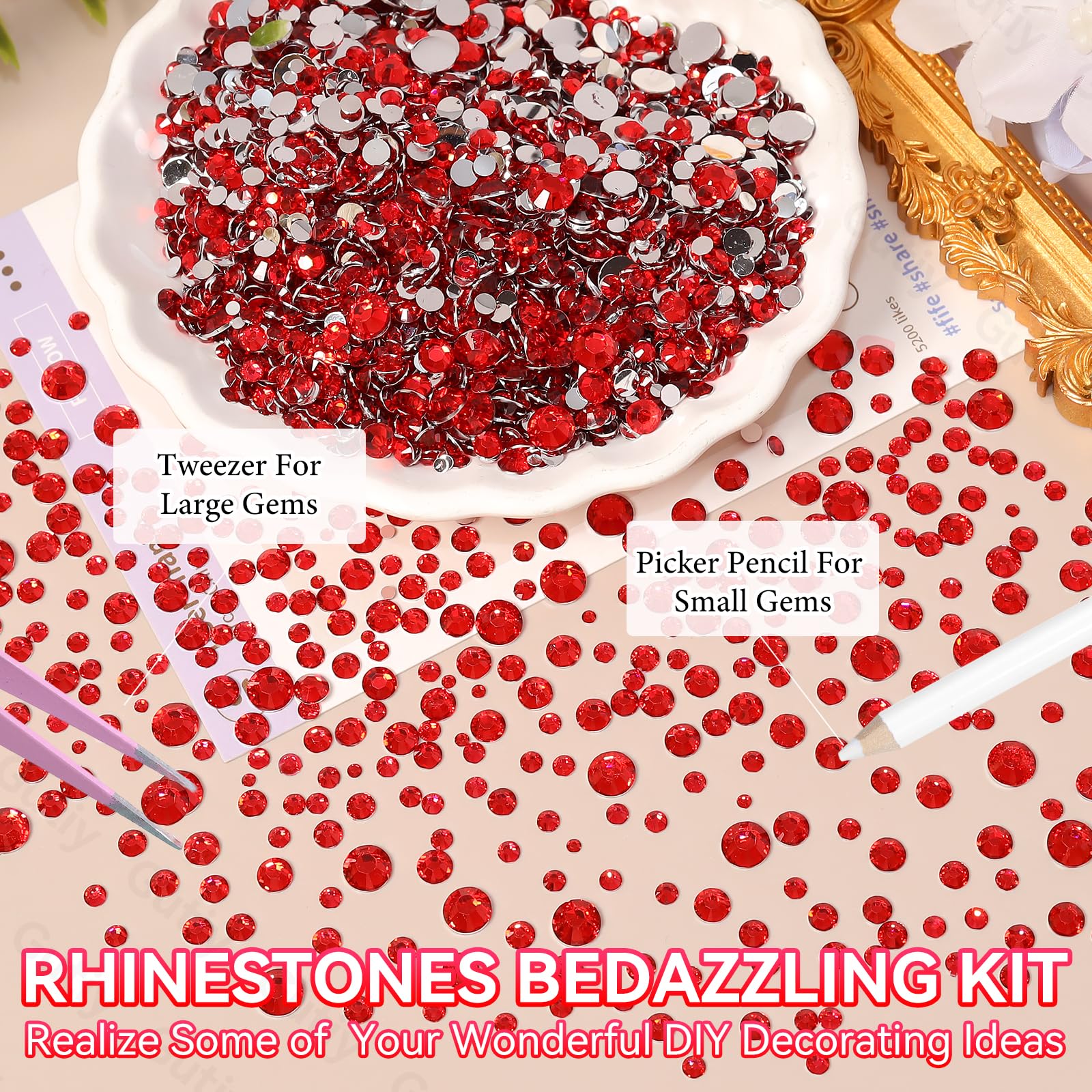 Gutiy 4mm red rhinestones for bold embellishments on shoes