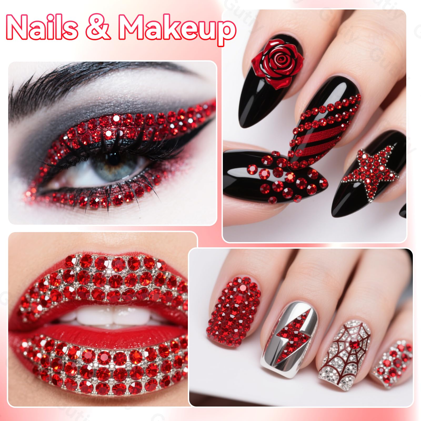 Gutiy 6mm red rhinestones create dramatic sparkle on crafts