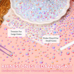 Gutiy white AB rhinestones close-up facets sparkle under light for eye-catching embellishments.