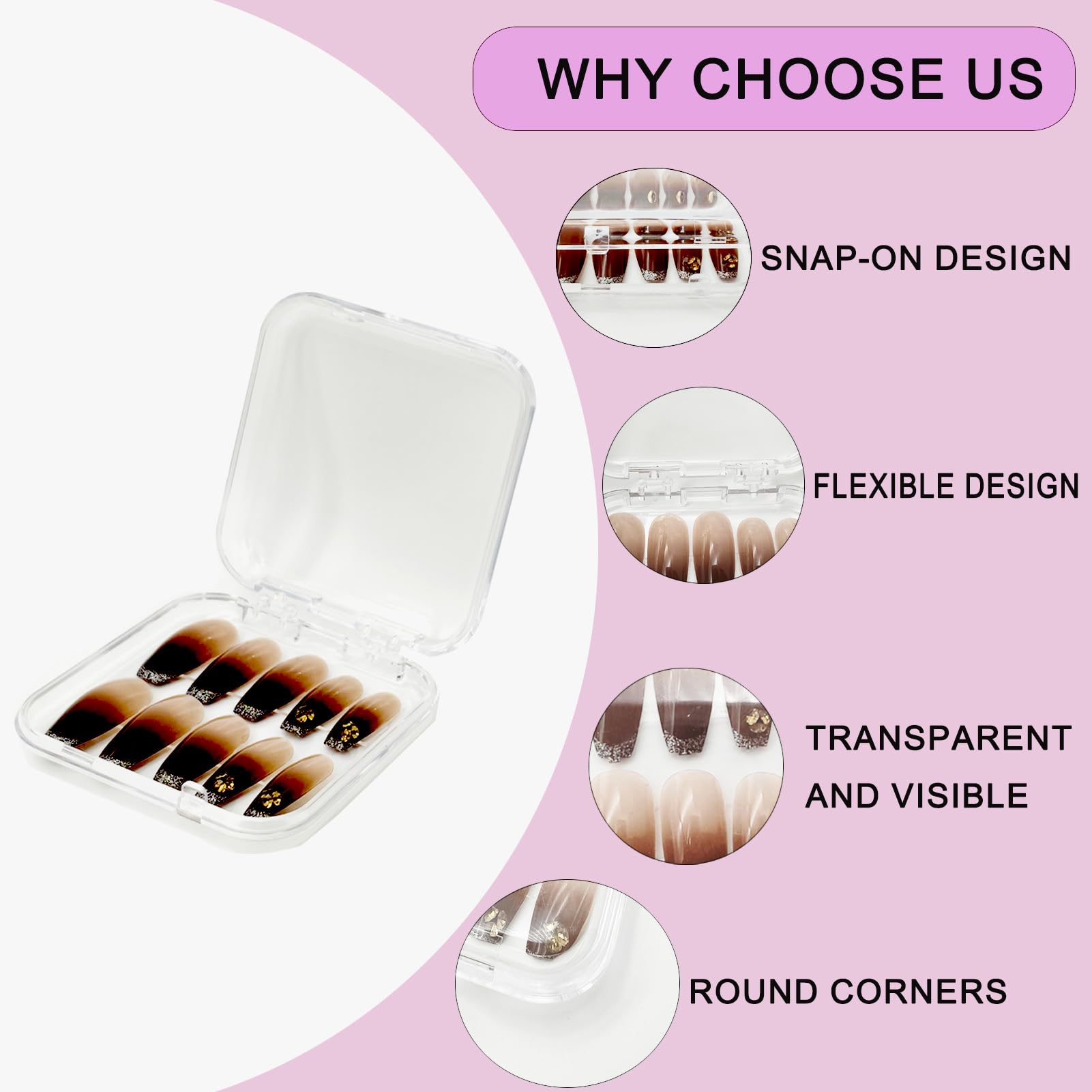 GUXACU premium acrylic nail boxes with smooth surface for professional presentation