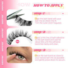 GVEFETIEE lashes on eye show natural look with subtle length.