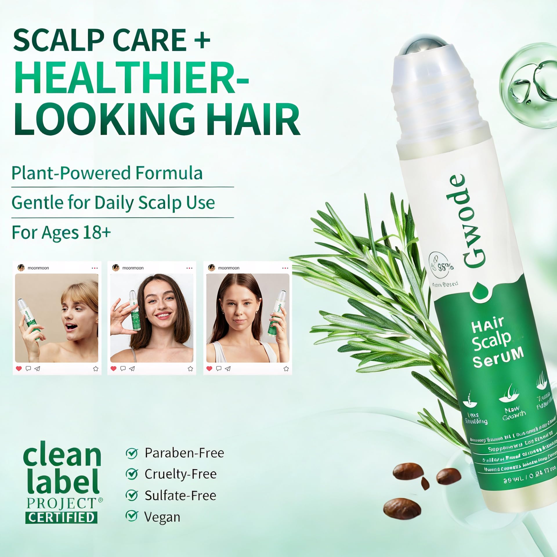 GWODE lifestyle display fits into daily scalp care routines.