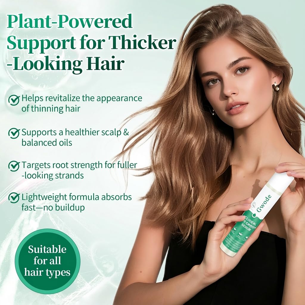 GWODE Rosemary Caffeine Scalp Serum Roll-On applicator targets thinning areas with massage.