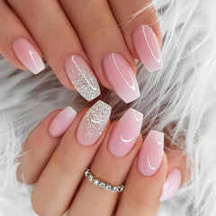 GXOIPNS light pink short coffin nails for quick fashion touch-ups.