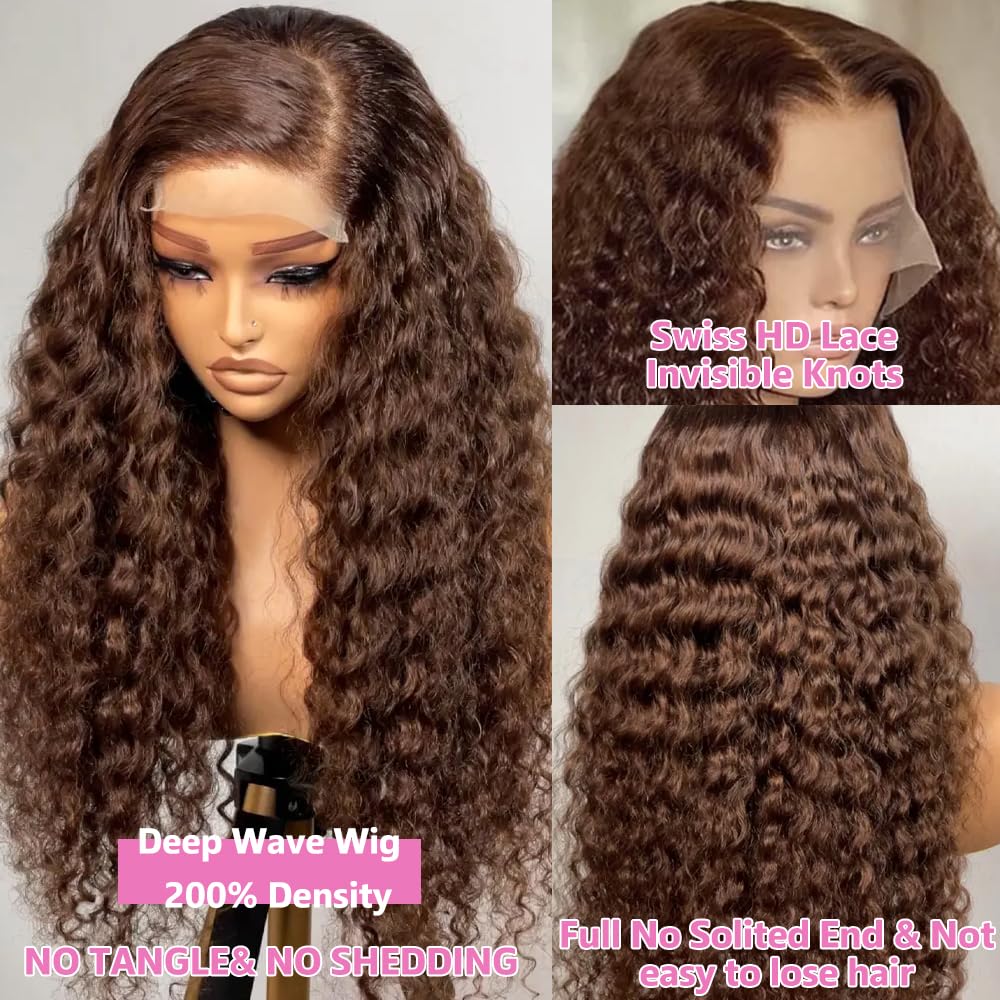 GXTKI 200% density brown human hair wig adds fullness and bounce