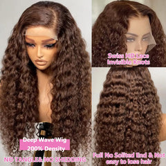 GXTKI 200% density brown human hair wig adds fullness and bounce