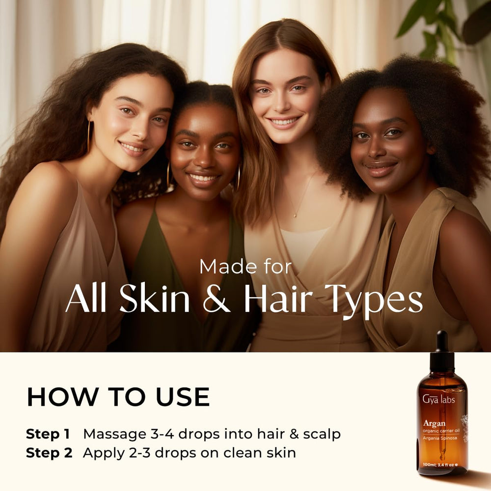 Drop of Gya Labs Argan Hair Revival Oil illustrates precise, minimal usage.