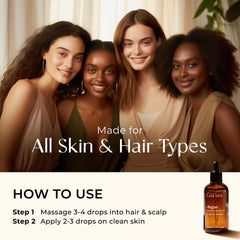 Drop of Gya Labs Argan Hair Revival Oil illustrates precise, minimal usage.