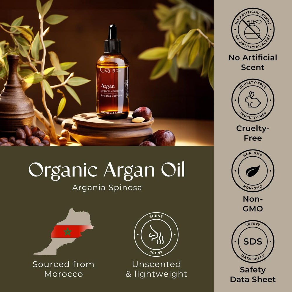 Gya Labs Argan Hair Revival Oil used on nails and skin for light hydration.