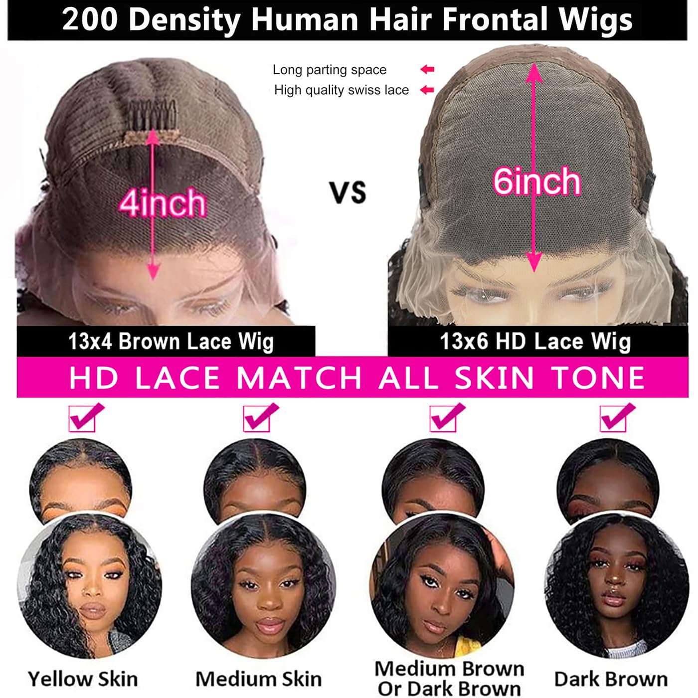 GYAJEP pre-plucked baby hairs aiding a natural hairline and easy wear.