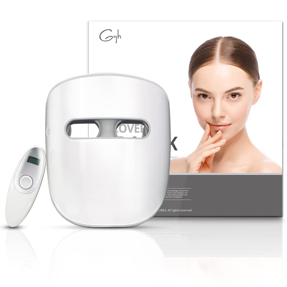 GYH LED face mask front view with blue, red, and near-infrared light delivering skin benefits.