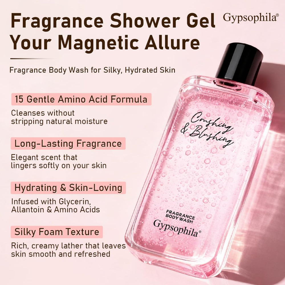 Close-up of Gypsophila Fragrance Body Wash rich foam for a luxurious cleanse.